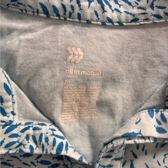 All in Motion Teal and Blue Swirl Men's Shirt - Picture 2 of 3